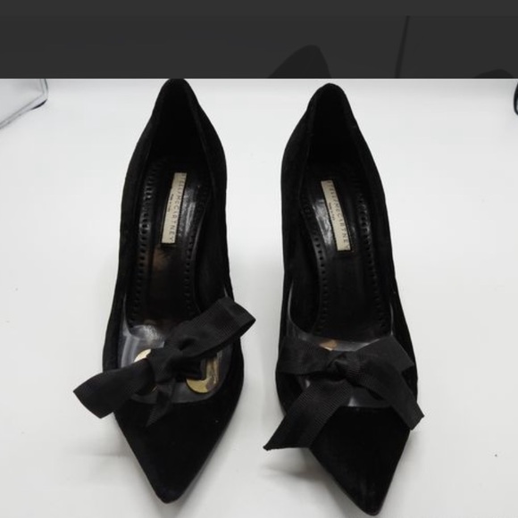 Stella McCartney black velvet bow pumps sz 37 - Picture 6 of 7